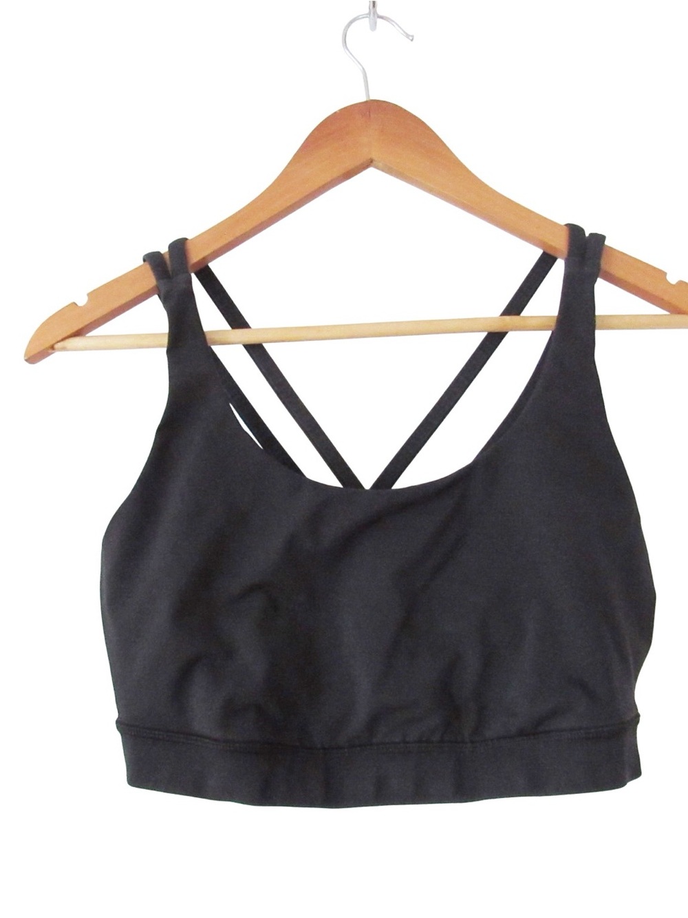 Lululemon Energy Sports Bra 12 Black Strappy Back Athletic Gym Missing Cups/Pads